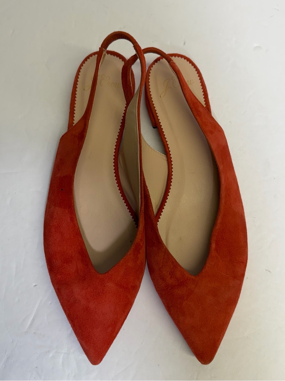 J. Crew Pointed Slingback Flats in  Orange Suede
